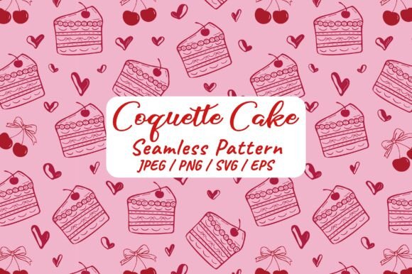 Download Coquette Cherry Cake Seamless Pattern - Premium Resources