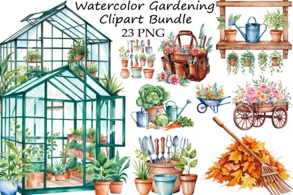 Download Watercolor Gardening Clipart Bundle - Garden Collection