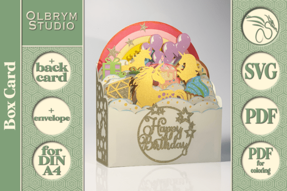 Download Magical Unicorns Happy Birthday Card SVG - Premium Resources