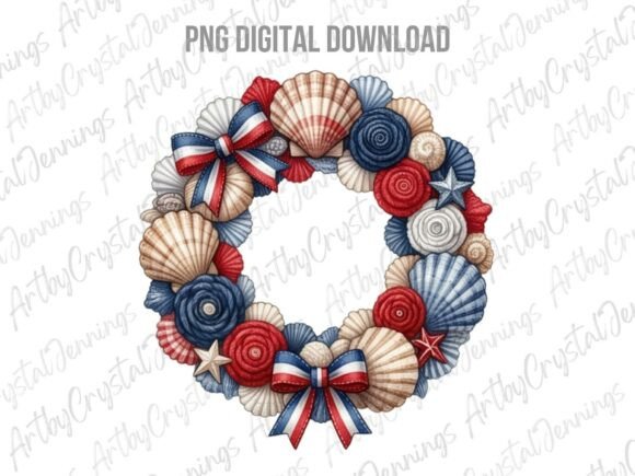Download American Patriotic Seashell Wreath PNG - Premium Resources