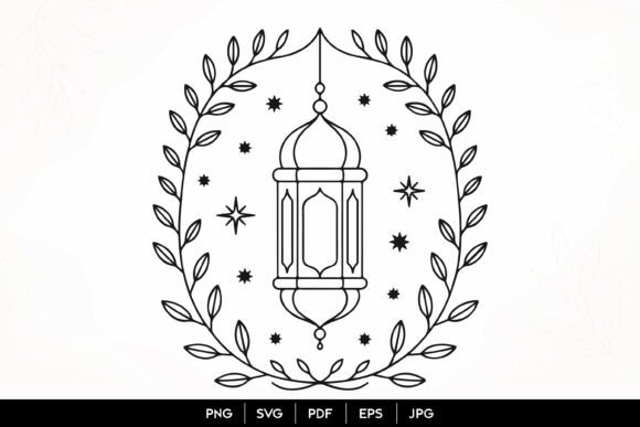 Download Islamic Lantern Floral Wreath SVG - Wreath Collection