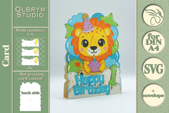 Download Baby Lion Birthday Card Kawaii SVG - Premium Bundle