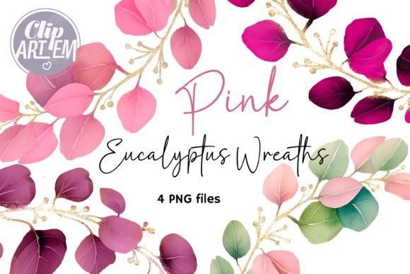 Download Pink Green Eucalyptus 4 Wreaths ClipArt - Wreath Collection