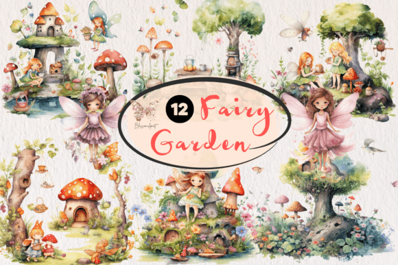 Download Fairy Garden Watercolor Clipart - Garden Collection